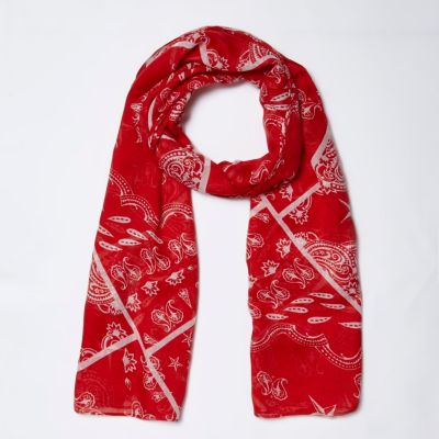 Girls red bandana print scarf